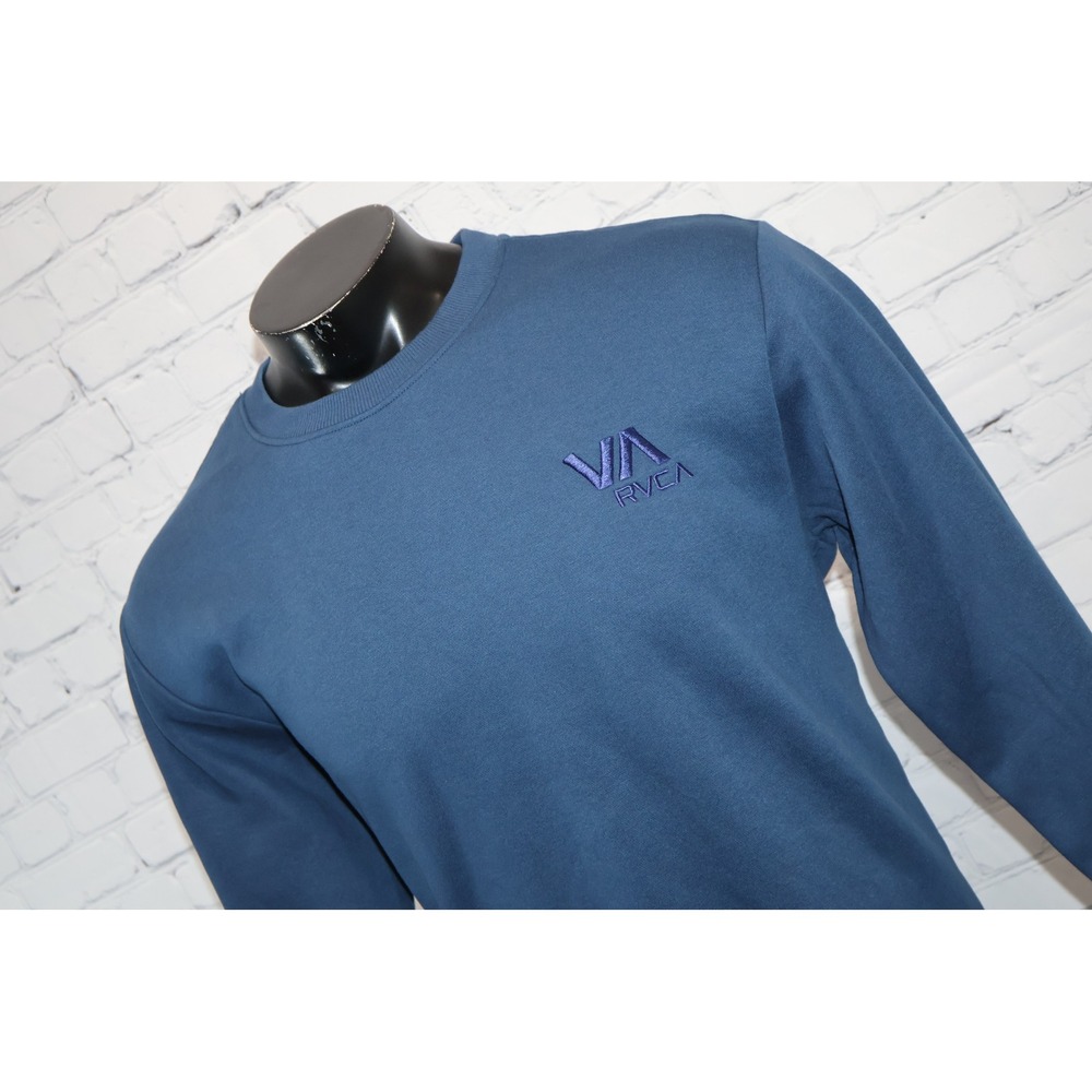 RVCA Sweatshirt Mens Large Blue Crewneck Embroidered Logo Pullover